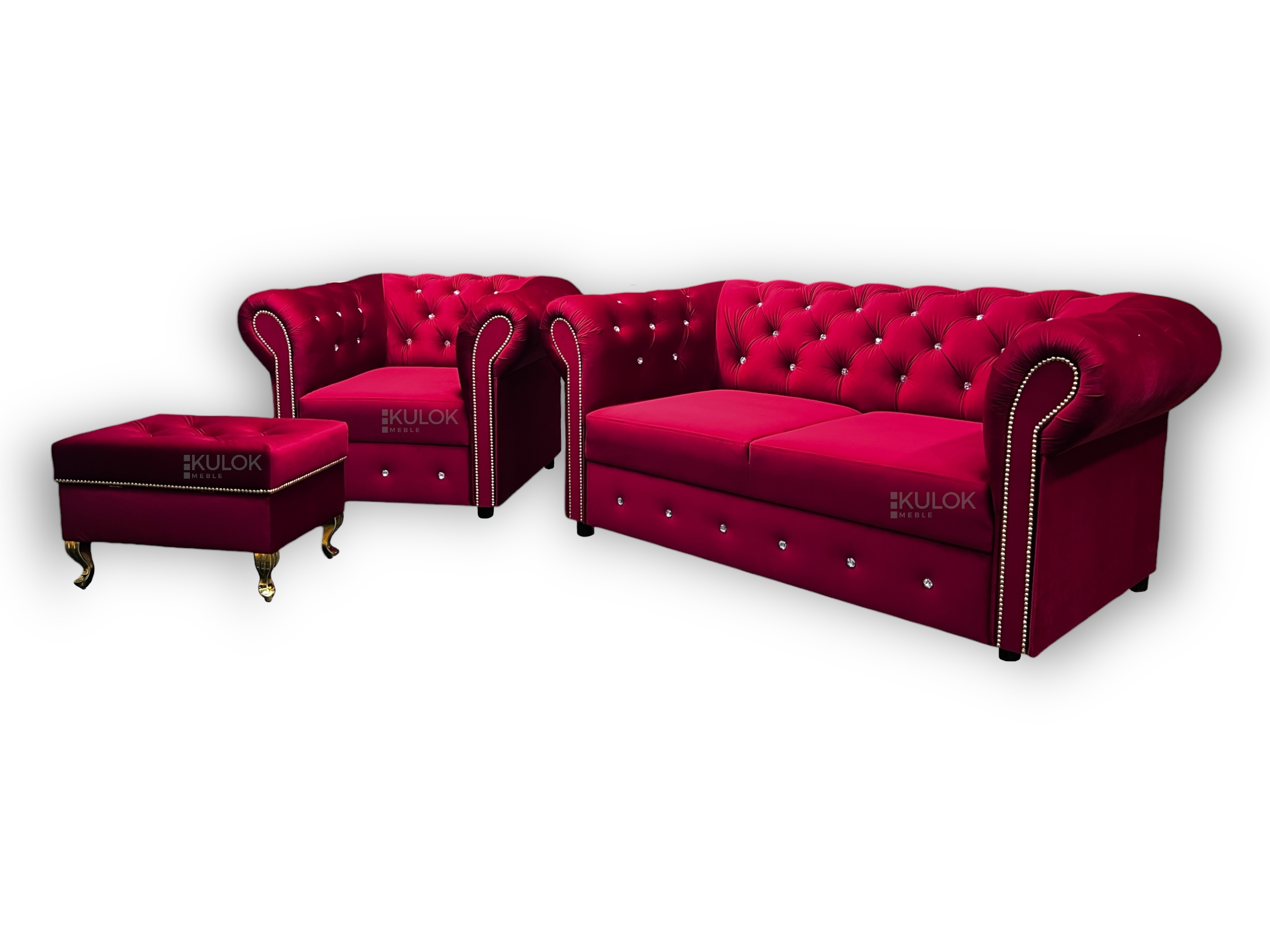 czerwony zestaw gamour chesterfield 